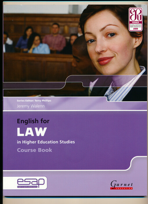 English for law in higher edcucation studies. Course book