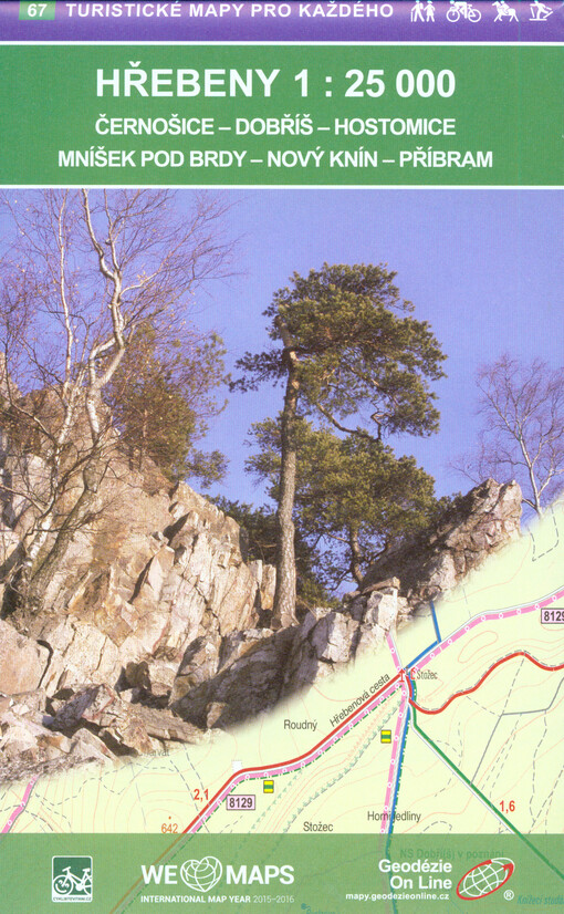 Hřebeny 1 : 25 000; Černošice - Dobříš - Hostomice - Mníšek pod Brdy - Nový Knín - Příbram