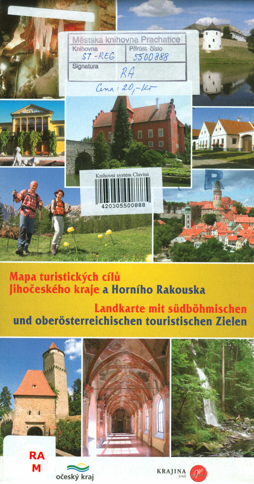 Mapa turistických cílů Jihočeského kraje a Horního Rakouska Landkarte mit südböhmischen und oberösterreichischen touristischen Zielen