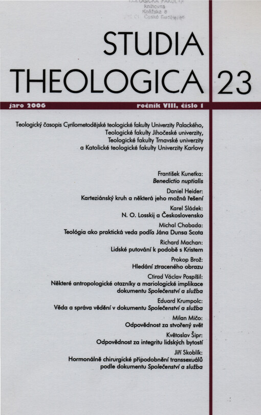 Studia theologica : teologický časopis Cyrilometodějské teologické fakulty Univerzity Palackého a Teologické fakulty Jihočeské univerzity ve spolupráci s Teologickou fakultou Trnavské univerzity