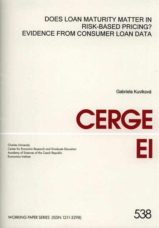 Does loan maturity matter in risk-based pricing? : evidence from consumer loan data