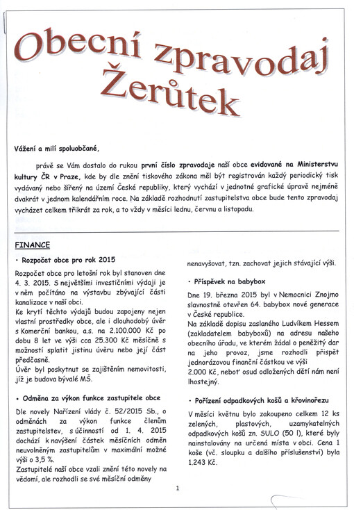 Obecní zpravodaj Žerůtek