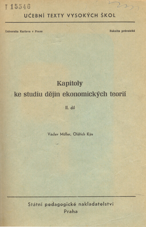 Kapitoly ke studiu dějin ekonomických teorií. 2. díl
