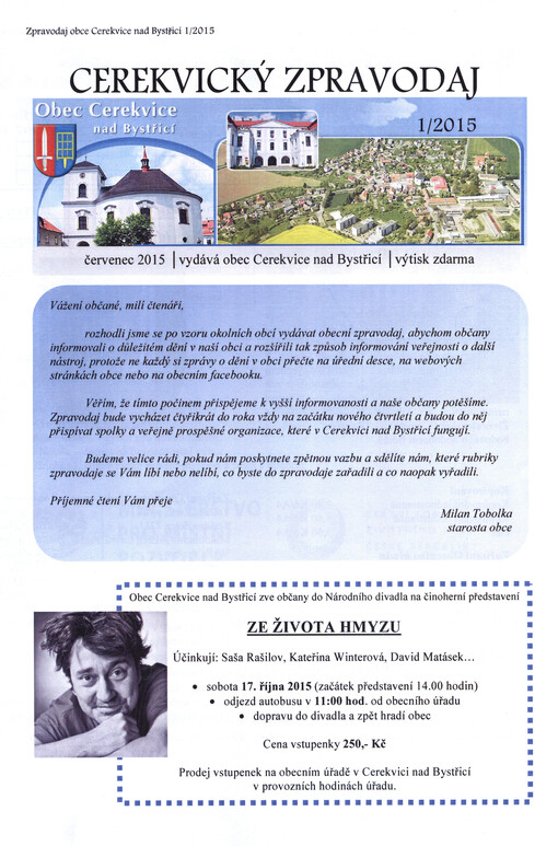Cerekvický zpravodaj : zpravodaj obce Cerekvice nad Bystřicí