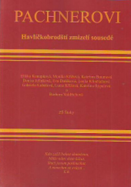 Pachnerovi : havlíčkobrodští zmizelí sousedé