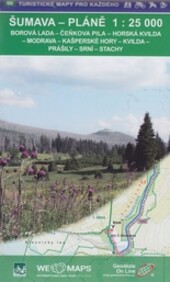 Šumava - Pláně 1 : 25 000; Borová Lada - Čeňkova Pila - Horská Kvilda - Modrava - Kašperské Hory - Kvilda - Prášily - Srní - Stachy