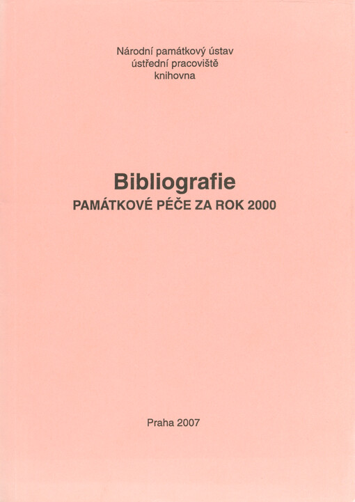Bibliografie památkové péče za rok 2000