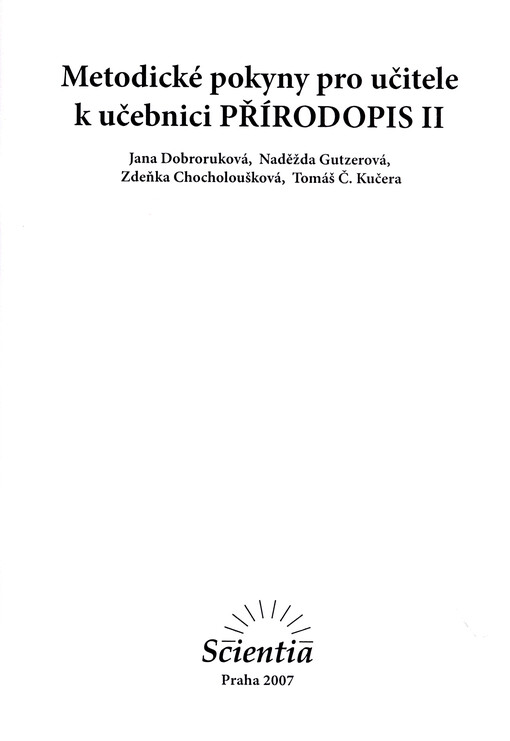Metodické pokyny pro učitele k učebnici Přírodopis II
