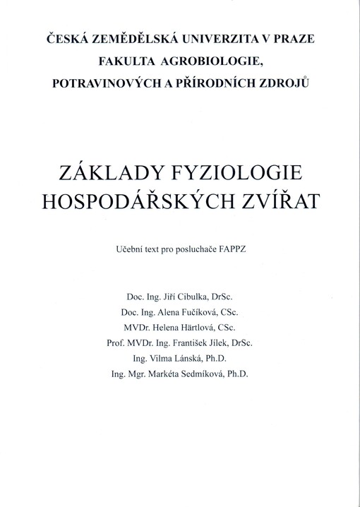Základy fyziologie hospodářských zvířat