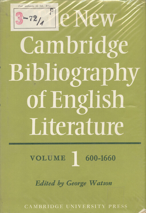 The new Cambridge bibliography of English literature. Vol. 1, 600-1600