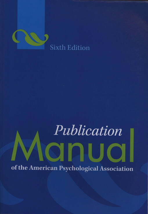 Publication manual of the American Psychological Association
