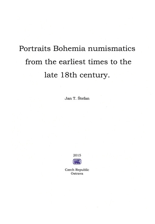 Portraits Bohemia numismatics from the earliest times to the late 18th century