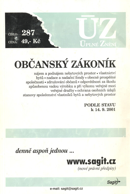 Občanský zákoník : podle stavu k 14.9.2001