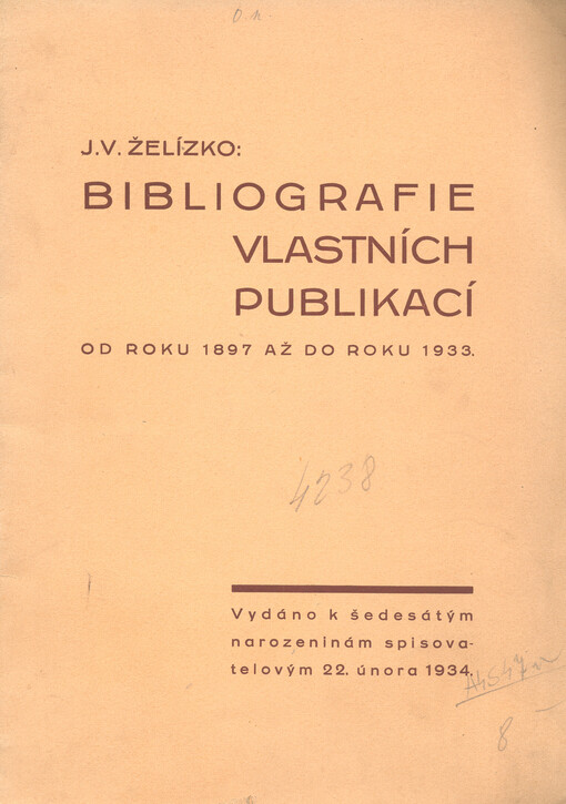 Bibliografie vlastních publikací od roku 1897 až do roku 1933