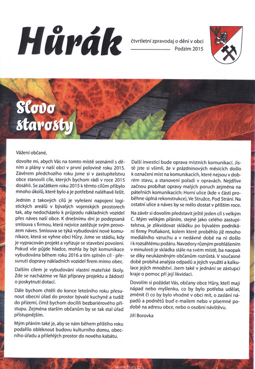 Hůrák : čtvrtletní zpravodaj o dění v obci