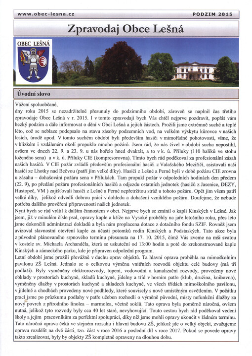 Zpravodaj obce Lešná