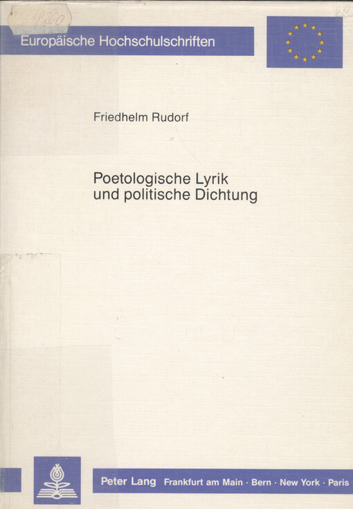 Poetologische Lyrik und politische Dichtung : Theorie und Probleme der modernen politischen Dichtung in den Reflexionen poetologischer Gedichte von der Aufklärung bis zur Gegenwart