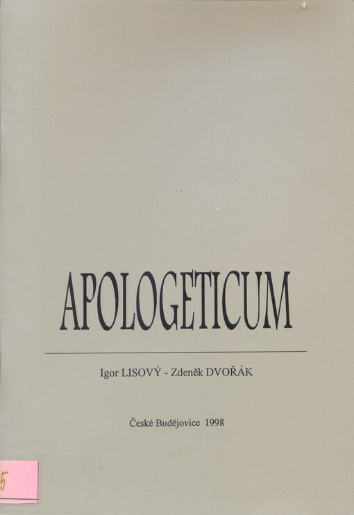 Apologeticum : z dějin křesťanské literatury (druhá pol. 2.-zač. 4. stol. po Kr.)