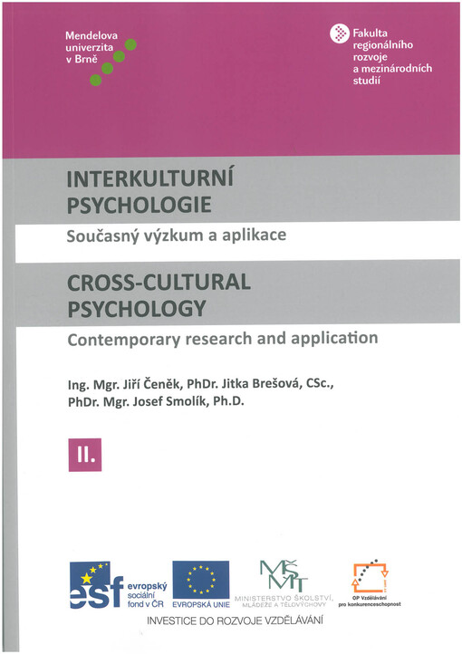 Interkulturní psychologie :současný výzkum a aplikace = Cross-cultural psychology : contemporary research and application, 2. díl