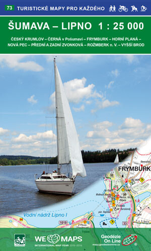 Šumava - Lipno 1 : 25 000; Český Krumlov - Černá v Pošumaví - Frymburk - Horní Planá - Nová Pec - Přední a Zadní Zvonková - Rožmberk nad Vltavou - Vyšší Brod