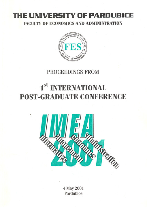 IMEA 2001 : sborník příspěvků z 1. Mezinárodní konference studentů doktorských studijních programů