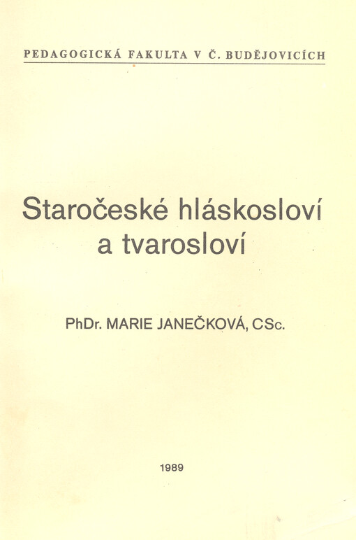Staročeské hláskosloví a tvarosloví
