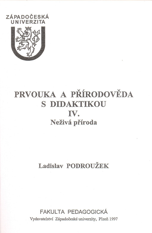 Prvouka a přírodověda s didaktikou. IV., Neživá příroda