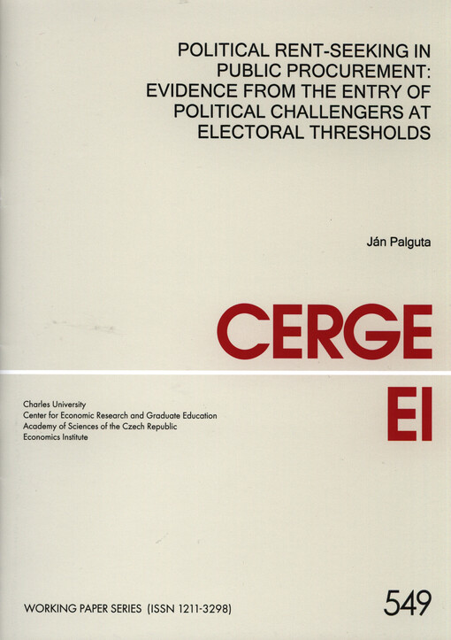 Political rent-seeking in public procurement : evidence from the entry of political challengers at electoral thresholds