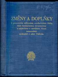 Změny a doplňky k procesním zákonům, exekučnímu řádu, řádu konkursnímu, vyrovnávacímu a odpurčímu a soudnímu řízení nespornému vydaných v edici Všehrdu.