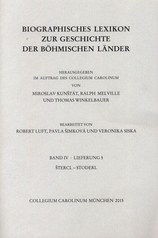 Biographisches Lexikon zur Geschichte der Böhmischen Länder.