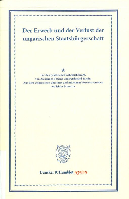 Der Erwerb und der Verlust der ungarischen Staatsbürgerschaft