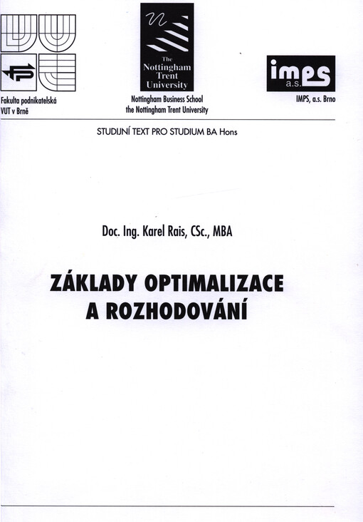 Základy optimalizace a rozhodování