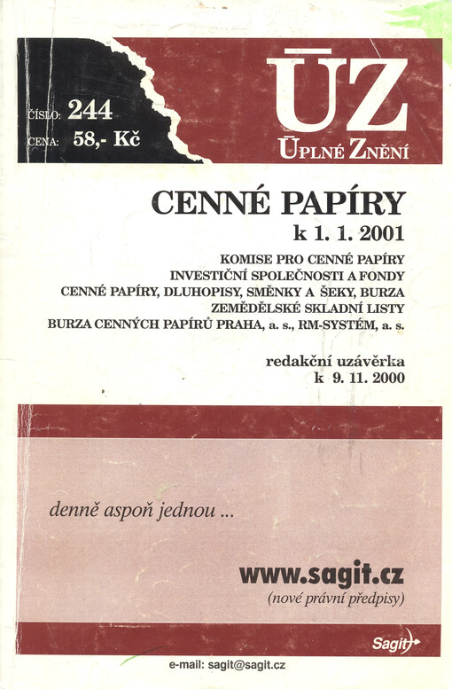 Cenné papíry k 1.1.2001 : redakční uzávěrka k 9.11.2000