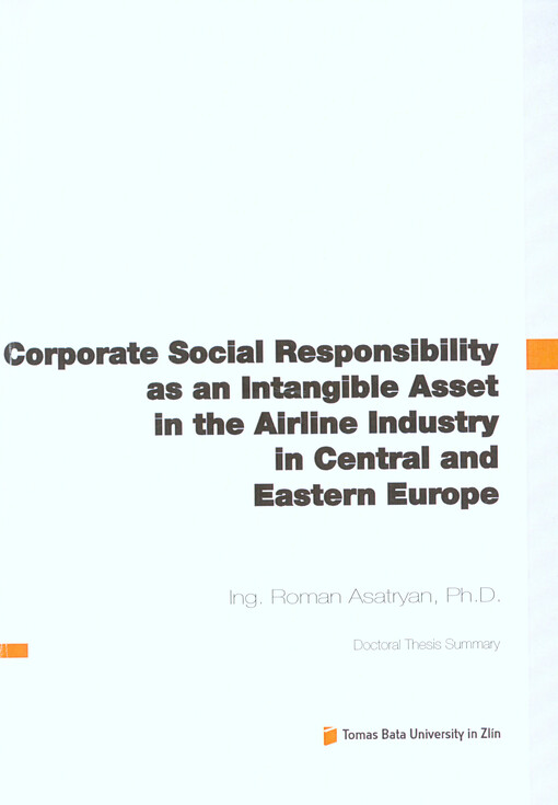 Corporate Social Responsibility as an Intangible Asset in the Airline Industry in Central and Eastern Europe