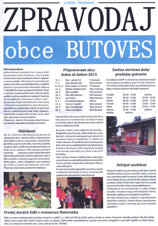 Zpravodaj obce Butoves