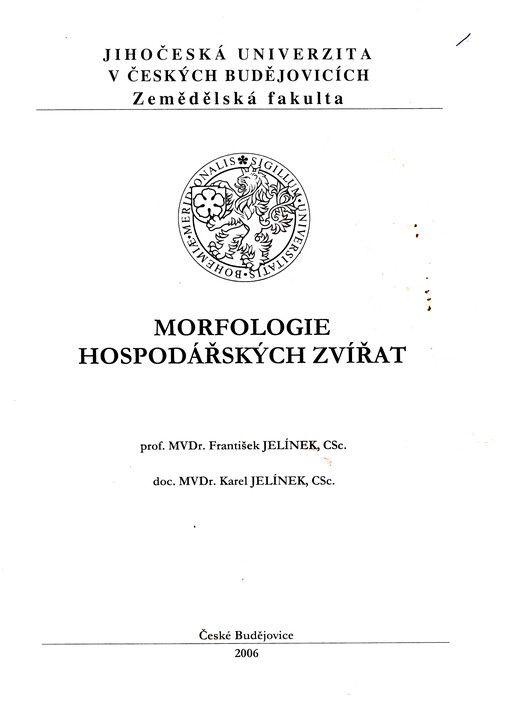 Morfologie hospodářských zvířat : učební text pro studující zemědělských fakult