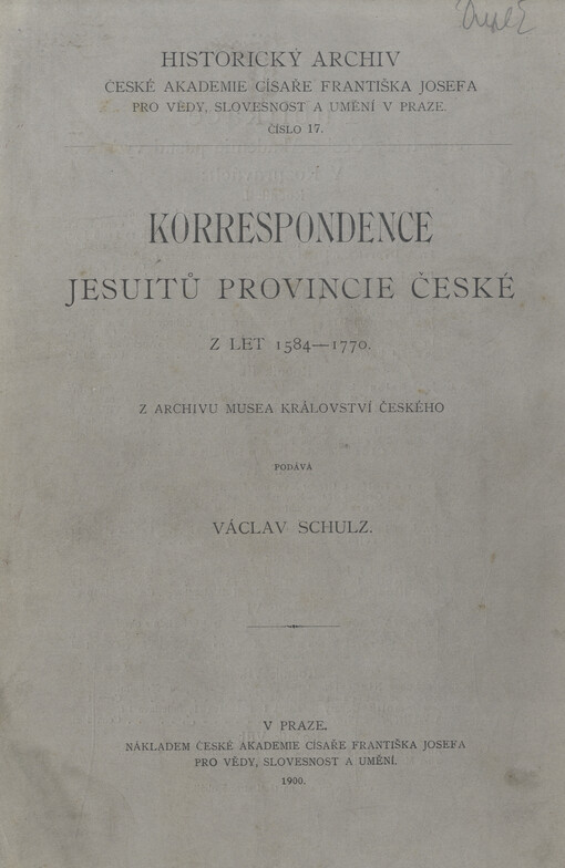 Korrespondence Jesuitů provincie české z let 1584-1770