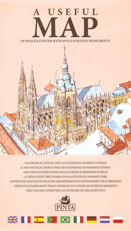 A useful map of Prague center with 69 illustrated monuments