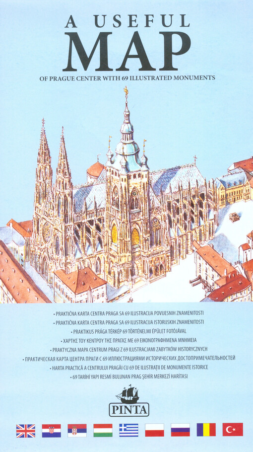 A useful map of Prague center with 69 illustrated monuments