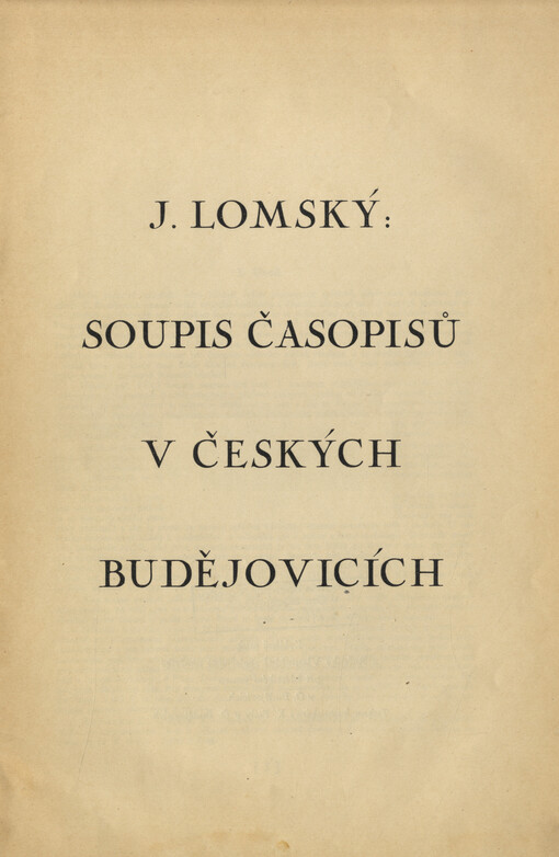 Soupis časopisů v Českých Budějovicích