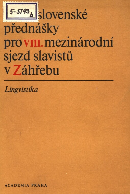 Československé přednášky pro VIII. mezinárodní sjezd slavistů v Záhřebu