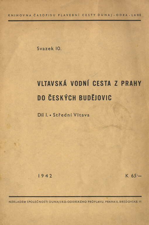 Vltavská vodní cesta z Prahy do Českých Budějovic. Díl I., Střední Vltava