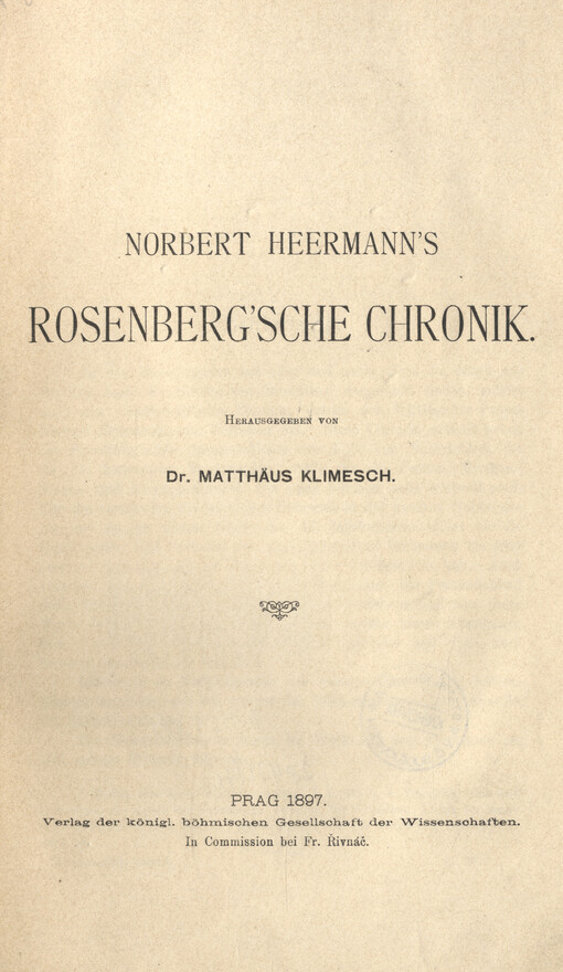 Norbert Heermann's Rosenberg'sche Chronik
