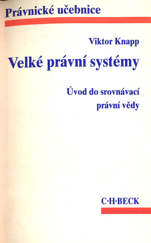 Velké právní systémy: úvod do srovnávací právní vědy