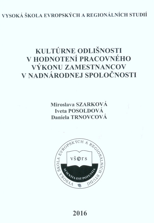 Kultúrne odlišnosti v hodnotení pracovného výkonu zamestnancov v nadnárodnej spoločnosti