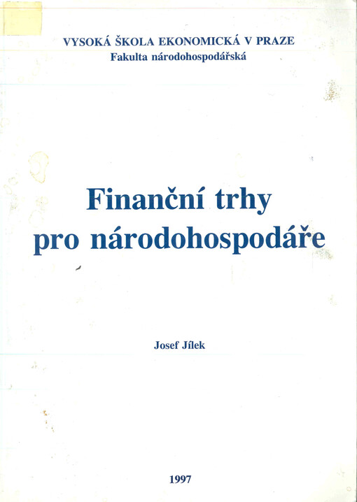 Finanční trhy pro národohospodáře