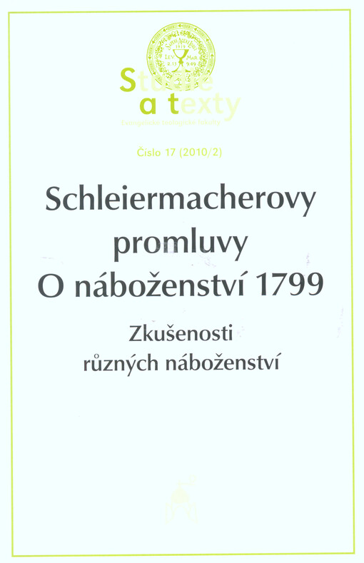 Schleiermacherovy promluvy O náboženství 1799 : (Erlangenský seminář)