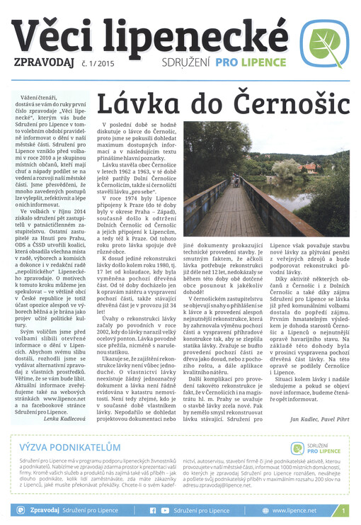 Věci lipenecké : zpravodaj Sdružení pro Lipence