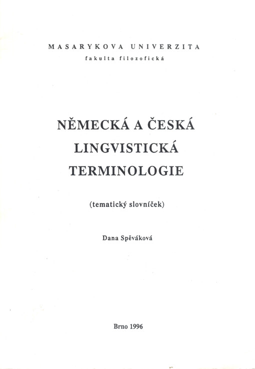 Německá a česká lingvistická terminologie : (tematický slovníček)