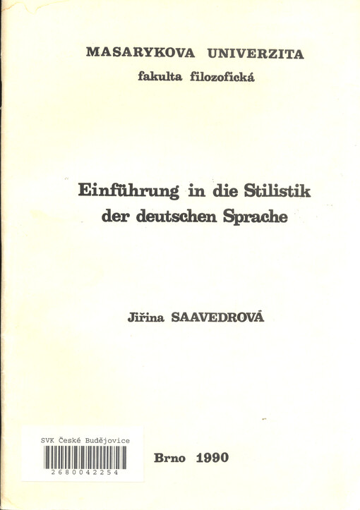 Einführung in die Stilistik der deutschen Sprache
